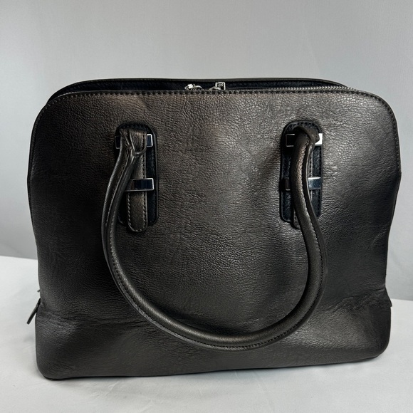 Dark Metallic/Shimmer Faux Leather Handbag/Laptop Tote - Picture 1 of 16
